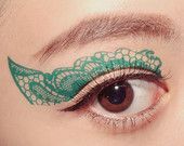 1 Pair of Temporary Tattoo Makeup Eyes Eyeshadow Turquoise Laced,  #Eyes #Eyeshadow #Laced #M...