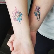 space-inspired couple tattoo © tattoo artist Olya Vasilisk 💜📌💜📌💜...