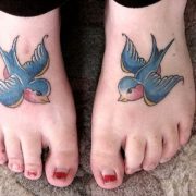 Birds Pair Tattoo On Feet For Girls...
