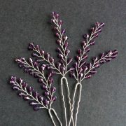 Lavender Christmas hair pin set of 3 Bridal Hair Pins Crystals...