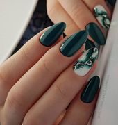 20 Elegant Autumn Nail Designs Have To Try   Blackish Green Floral Stiletto Nail... pin.2elci.com Best Nails Pin