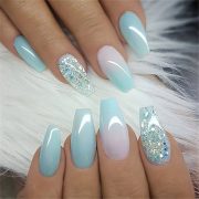 70+ Attractive Acrylic Green and Blue Glitter Coffin NailsTo Try This Winter –...