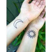 Outline Sun And Moon Couple Tattoo - CreativeFan...