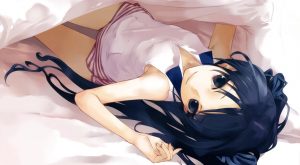 Anime girl sleep in bed